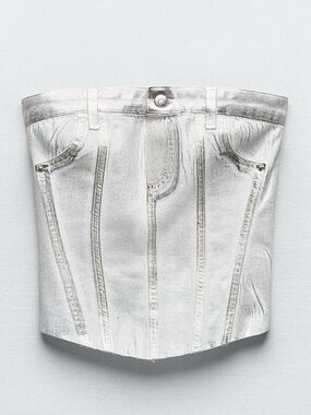 Zara Metallic Strapless Top